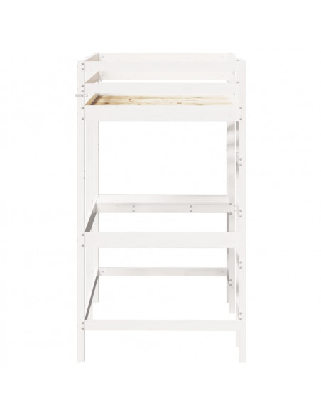 Letto Soppalco con Scrivania Bianco 90x190 cm Massello Pino