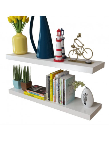 Mensole a Muro Bianche 2 pz in MDF per Libri/DVD