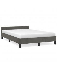 Giroletto con Testiera Grigio Scuro 120x190 cm in Velluto 2