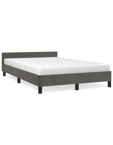 Giroletto con Testiera Grigio Scuro 120x190 cm in Velluto