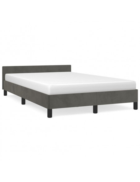 Giroletto con Testiera Grigio Scuro 120x190 cm in Velluto