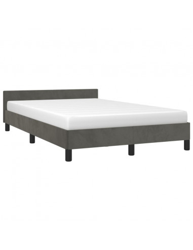 Giroletto con Testiera Grigio Scuro 120x190 cm in Velluto