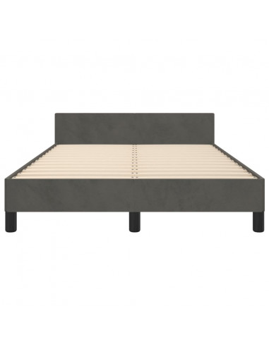 Giroletto con Testiera Grigio Scuro 120x190 cm in Velluto