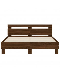 Giroletto con Testiera e LED Rovere Marrone 140x200 cm 2