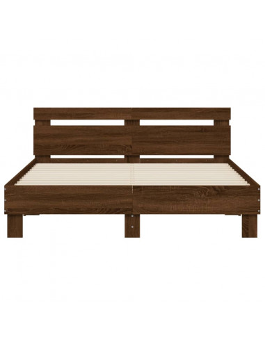 Giroletto con Testiera e LED Rovere Marrone 140x200 cm