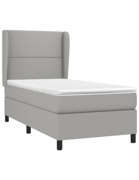 Giroletto a Molle con Materasso Grigio Chiaro 80x200 cm Tessuto