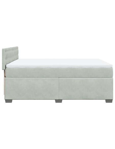 Giroletto a Molle con Materasso Grigio Chiaro 140x190cm Velluto