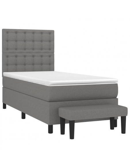 Giroletto a Molle con Materasso Grigio Scuro 90x190 cm Tessuto