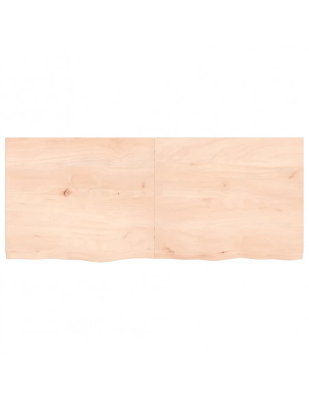 Piano Bagno 120x50x(2-4) cm in Legno Massello Non Trattato