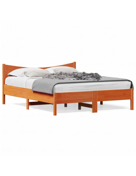 Giroletto con Testiera Marrone Cera 150x200 cm Massello Pino