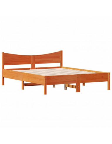 Giroletto con Testiera Marrone Cera 150x200 cm Massello Pino