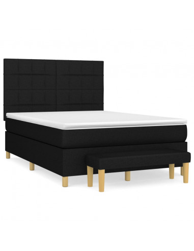 Giroletto a Molle con Materasso Nero 140x190 cm in Tessuto