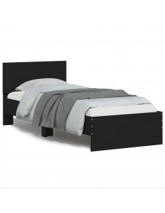 Giroletto con Testiera Nero 90x200 cm in Legno Multistrato 2