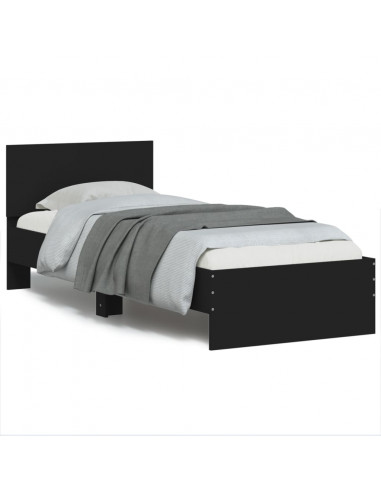 Giroletto con Testiera Nero 90x200 cm in Legno Multistrato