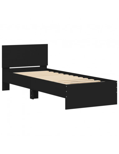 Giroletto con Testiera Nero 90x200 cm in Legno Multistrato