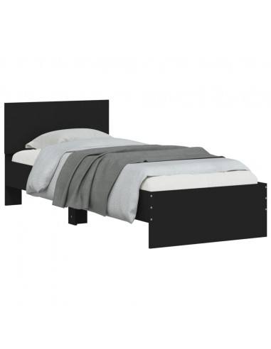 Giroletto con Testiera Nero 90x200 cm in Legno Multistrato