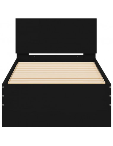 Giroletto con Testiera Nero 90x200 cm in Legno Multistrato