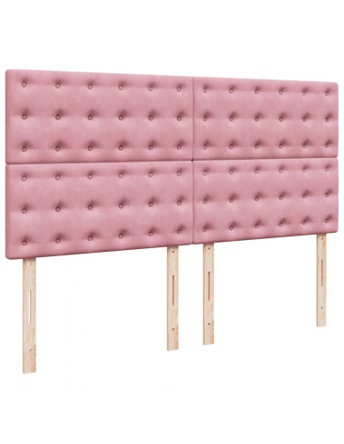 Giroletto a Molle con Materasso Rosa 200x200 cm in Velluto