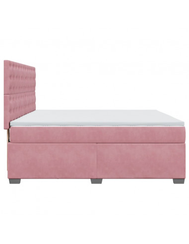 Giroletto a Molle con Materasso Rosa 200x200 cm in Velluto