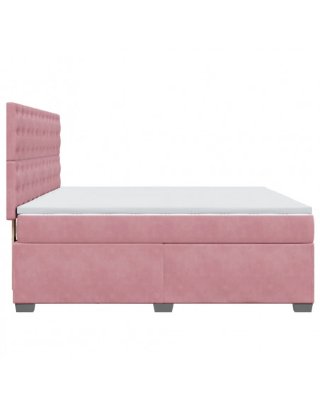 Giroletto a Molle con Materasso Rosa 200x200 cm in Velluto