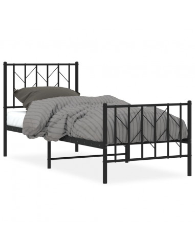 Giroletto con Testiera e Pediera Metallo Nero 80x200 cm