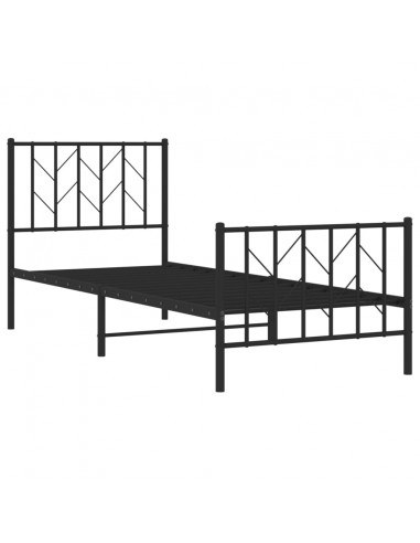 Giroletto con Testiera e Pediera Metallo Nero 80x200 cm