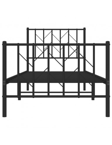 Giroletto con Testiera e Pediera Metallo Nero 80x200 cm