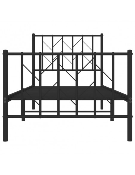 Giroletto con Testiera e Pediera Metallo Nero 80x200 cm