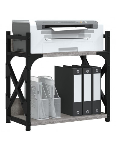 Supporto Stampante 2 Piani Grigio Sonoma 40x20x40cm Multistrato