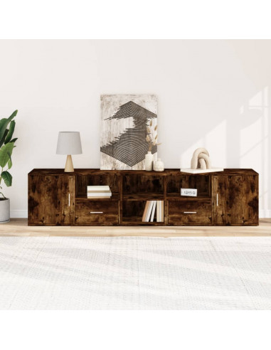 Mobile Angolare Rovere Fumo 200x40x45 cm in Truciolato