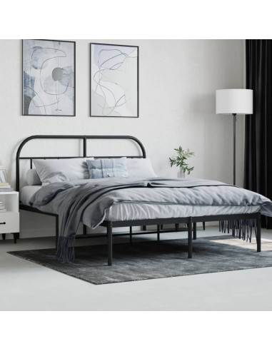 Giroletto con Testiera in Metallo Nero 140x200 cm