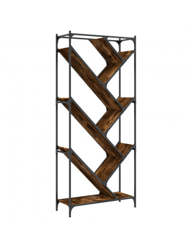 Libreria Rovere Fumo 79x30x180 cm Legno Multistrato e Metallo