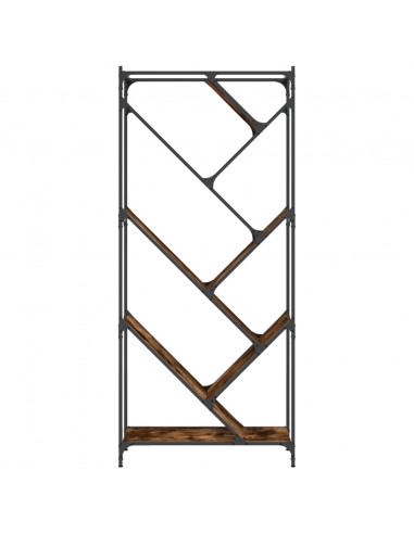 Libreria Rovere Fumo 79x30x180 cm Legno Multistrato e Metallo