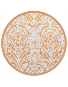 Tappeto da Esterno Arancione e Bianco Ø120 cm in PP 2