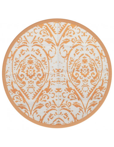 Tappeto da Esterno Arancione e Bianco Ø120 cm in PP