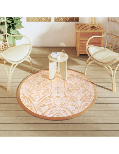 Tappeto da Esterno Arancione e Bianco Ø120 cm in PP