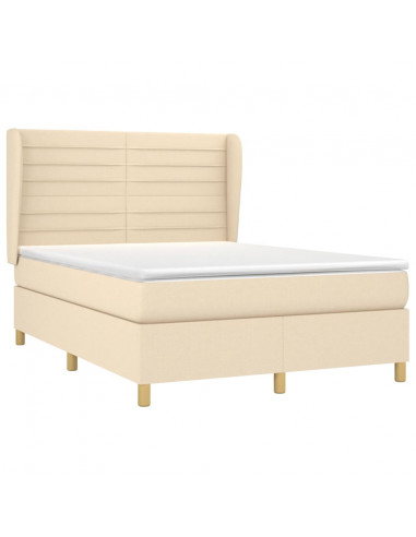 Giroletto a Molle con Materasso Crema 140x200 cm in Tessuto