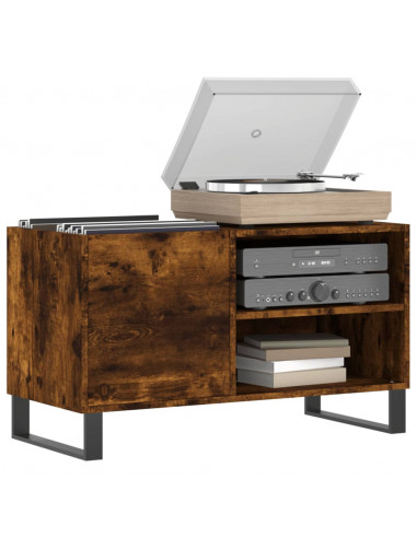 Mobile Porta Dischi Rovere Fumo 85x38x48 cm Legno Multistrato
