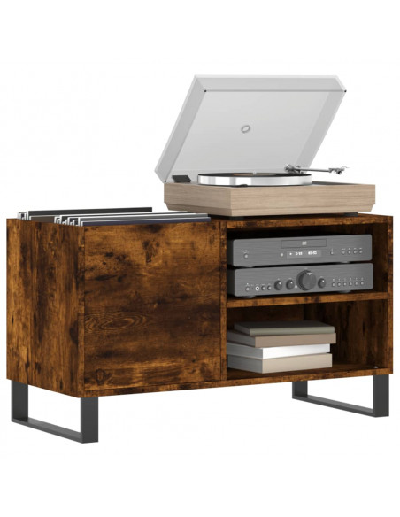 Mobile Porta Dischi Rovere Fumo 85x38x48 cm Legno Multistrato