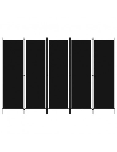 Paravento a 5 Pannelli Nero 250x180 cm