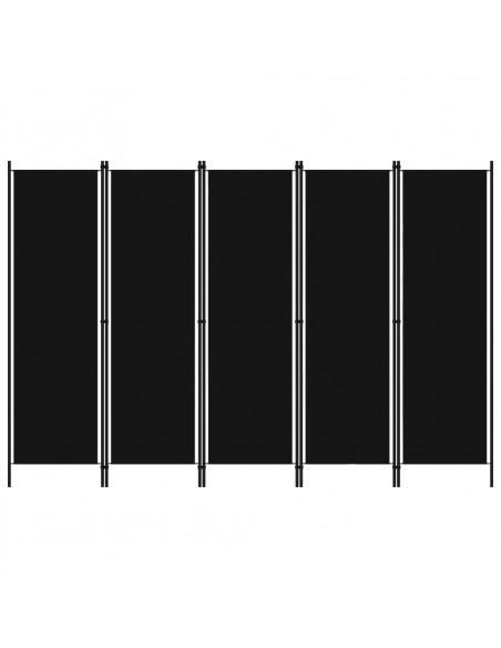 Paravento a 5 Pannelli Nero 250x180 cm