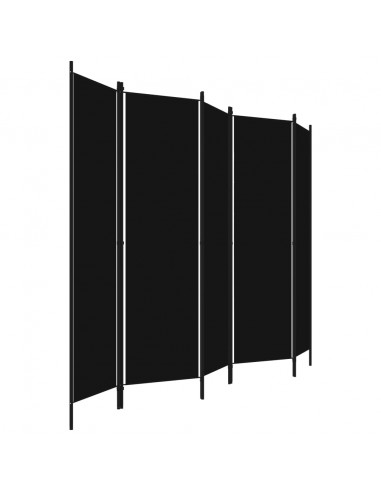 Paravento a 5 Pannelli Nero 250x180 cm