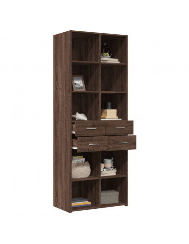 Credenza Rovere Marrone 70x42,5x185 cm in Legno Multistrato