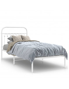 Giroletto con Testiera Metallo Bianco 90x190 cm 2