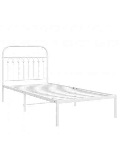 Giroletto con Testiera Metallo Bianco 90x190 cm