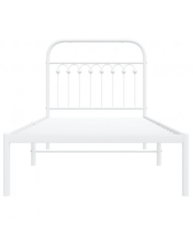 Giroletto con Testiera Metallo Bianco 90x190 cm