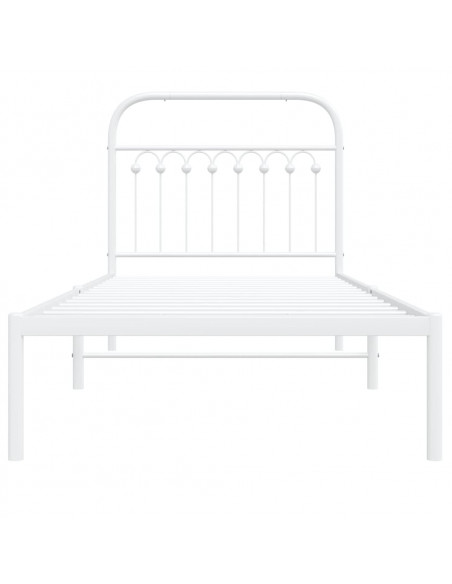 Giroletto con Testiera Metallo Bianco 90x190 cm