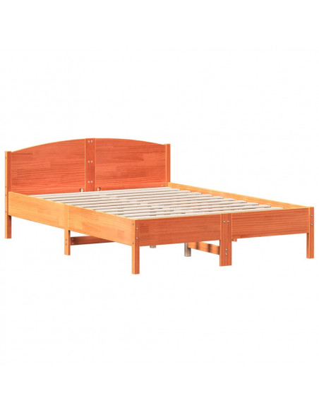 Giroletto con Testiera Marrone Cera 150x200 cm Massello Pino