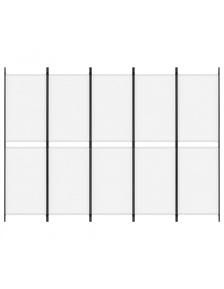 Divisorio a 5 Pannelli Bianco 250x180 cm Tessuto