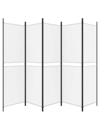 Divisorio a 5 Pannelli Bianco 250x180 cm Tessuto